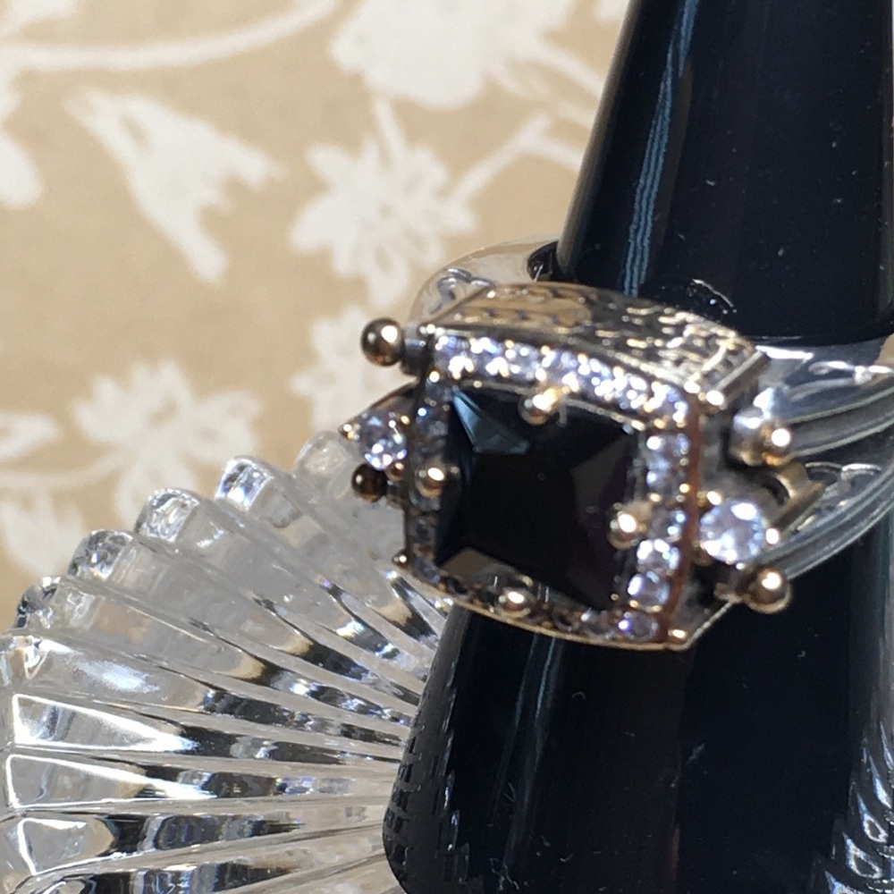 SALE Elegant 925 Sterling Silver & Gold 2 sided Flip Ring with stones - Picture 6 of 14